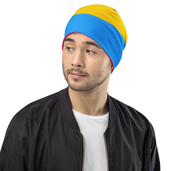 65 MCMLXV LGBT Pansexual Pride Flag Print Beanie Skullcap - 65mcmlxv