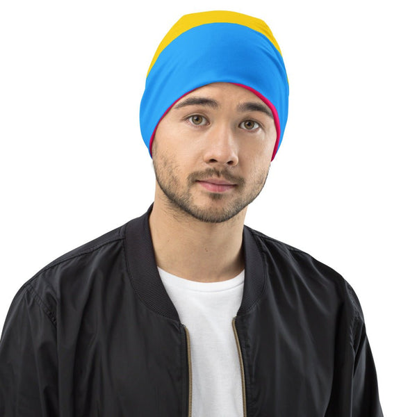 65 MCMLXV LGBT Pansexual Pride Flag Print Beanie Skullcap - 65mcmlxv