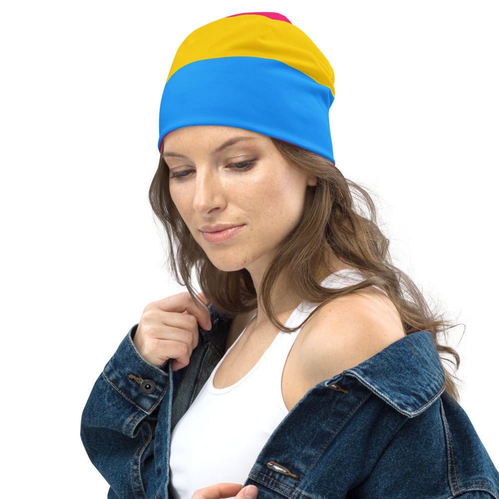 65 MCMLXV LGBT Pansexual Pride Flag Print Beanie Skullcap - 65mcmlxv
