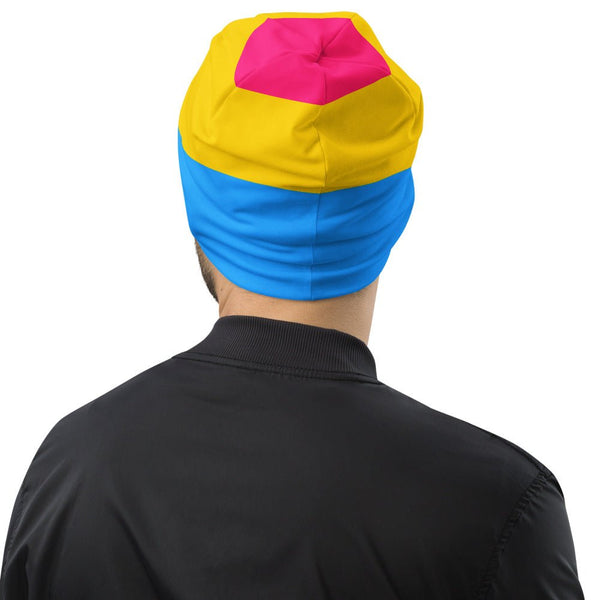 65 MCMLXV LGBT Pansexual Pride Flag Print Beanie Skullcap - 65mcmlxv