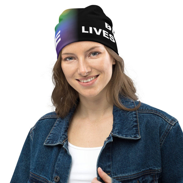 65 MCMLXV LGBT Pride Black Lives Matter Print Beanie Skullcap - 65mcmlxv