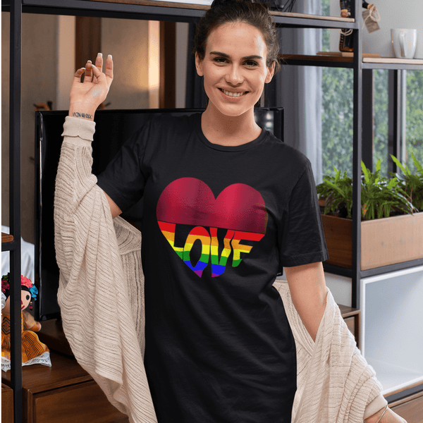 65 MCMLXV LGBT Rainbow Flag Love Heart 65 MCMLXV Rainbow Love Heart T-Shirt Dress - 65mcmlxv