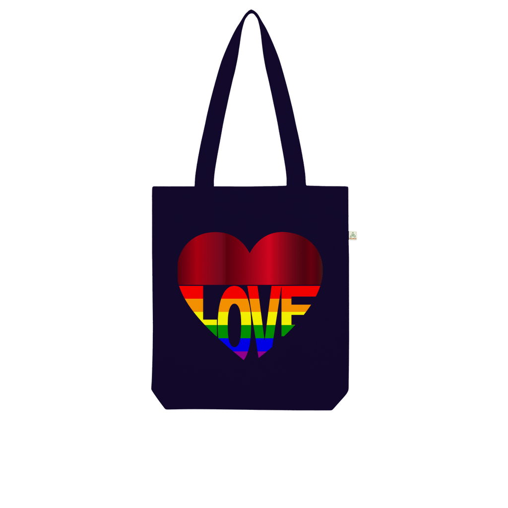 65 MCMLXV LGBT Rainbow Flag Love Heart Print Organic Tote Bag - 65mcmlxv