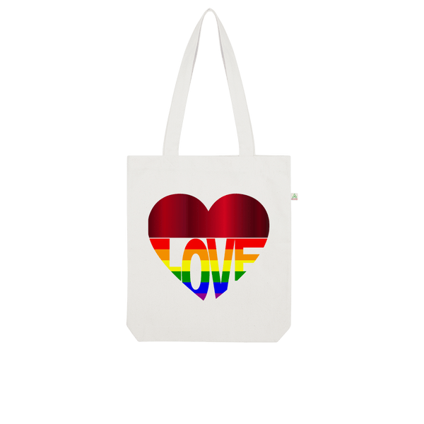 65 MCMLXV LGBT Rainbow Flag Love Heart Print Organic Tote Bag - 65mcmlxv