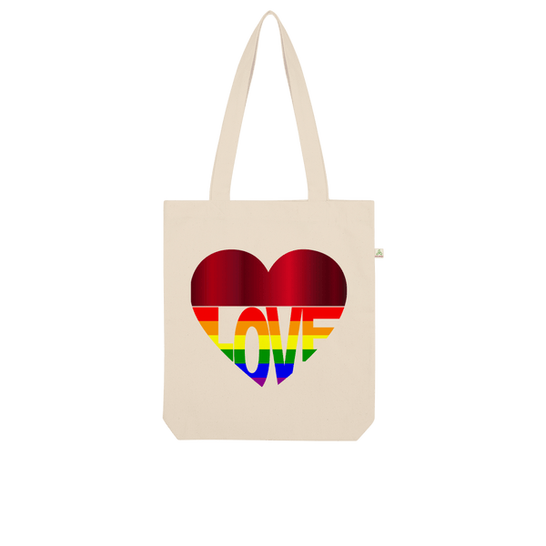 65 MCMLXV LGBT Rainbow Flag Love Heart Print Organic Tote Bag - 65mcmlxv