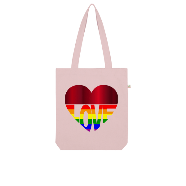 65 MCMLXV LGBT Rainbow Flag Love Heart Print Organic Tote Bag - 65mcmlxv