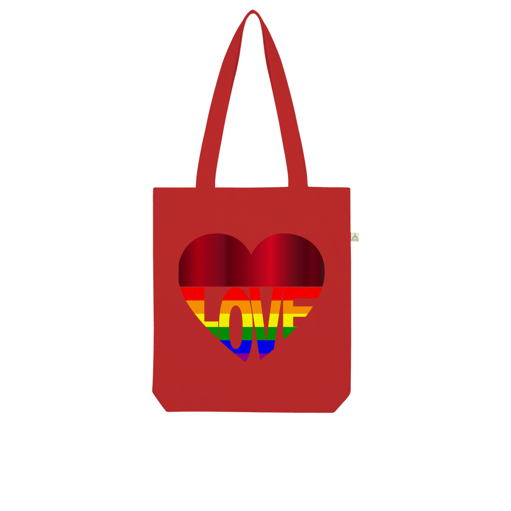 65 MCMLXV LGBT Rainbow Flag Love Heart Print Organic Tote Bag - 65mcmlxv