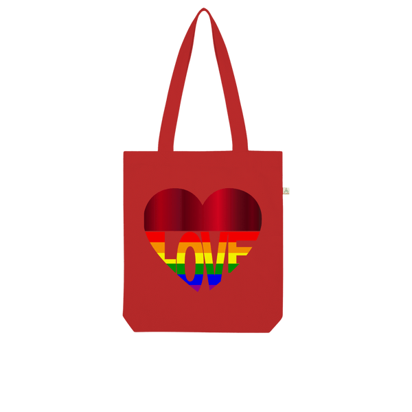 65 MCMLXV LGBT Rainbow Flag Love Heart Print Organic Tote Bag - 65mcmlxv