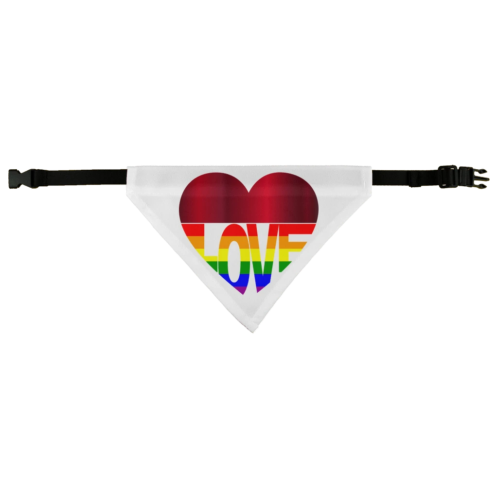 65 MCMLXV LGBT Rainbow Flag Love Heart Print Pet Dog Bandana Handkerchief - 65mcmlxv