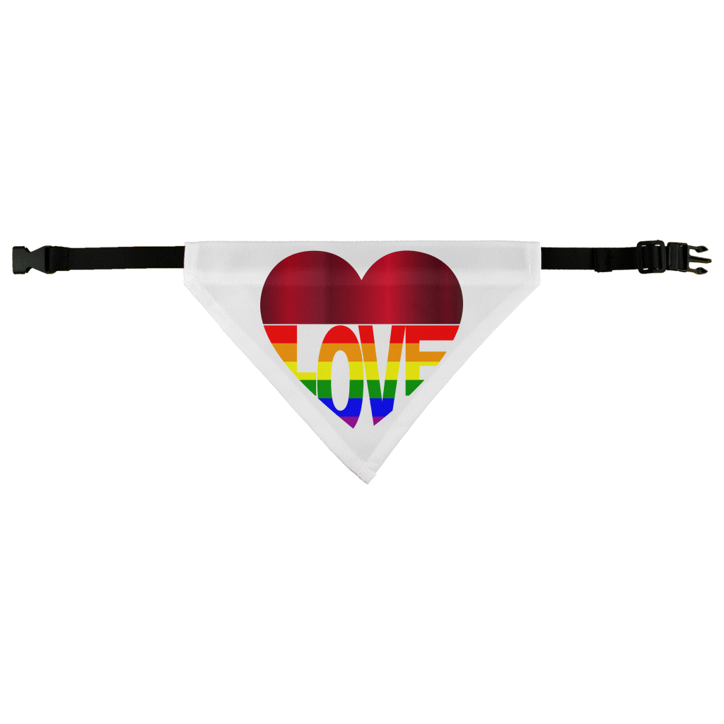 65 MCMLXV LGBT Rainbow Flag Love Heart Print Pet Dog Bandana Handkerchief - 65mcmlxv
