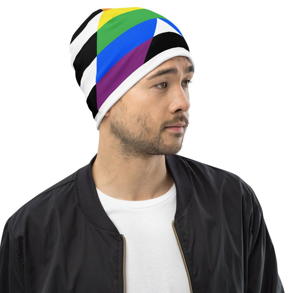65 MCMLXV LGBT Straight Ally Flag Print Beanie Skullcap - 65mcmlxv