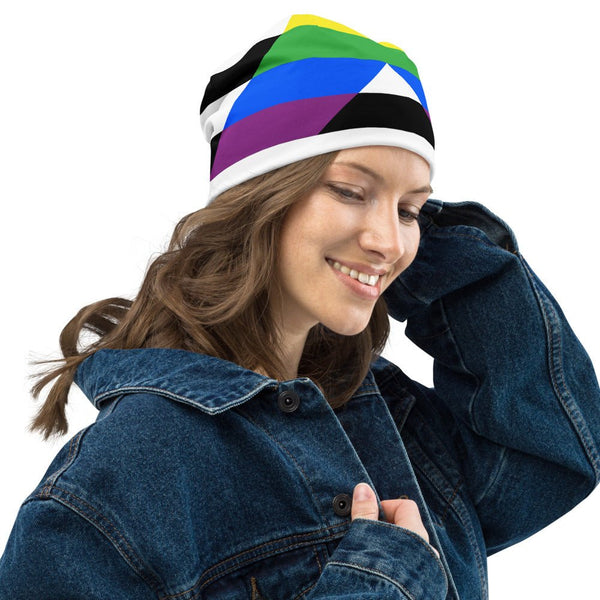 65 MCMLXV LGBT Straight Ally Flag Print Beanie Skullcap - 65mcmlxv