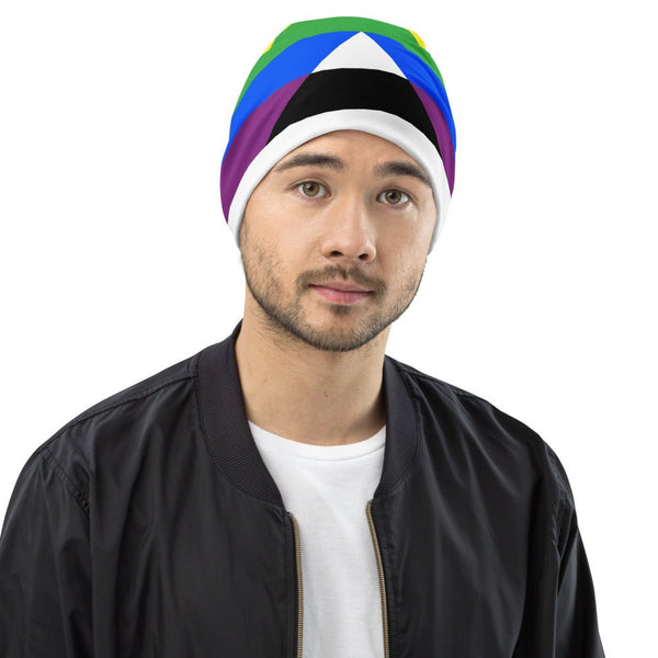 65 MCMLXV LGBT Straight Ally Flag Print Beanie Skullcap - 65mcmlxv