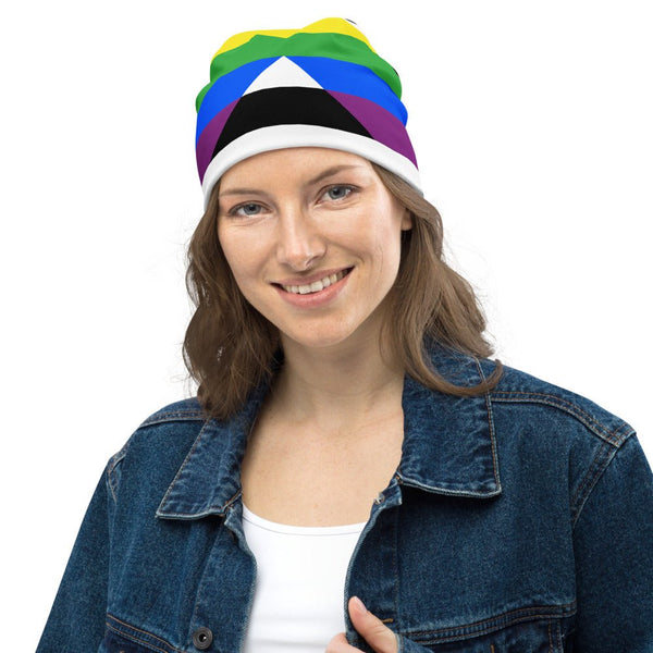 65 MCMLXV LGBT Straight Ally Flag Print Beanie Skullcap - 65mcmlxv