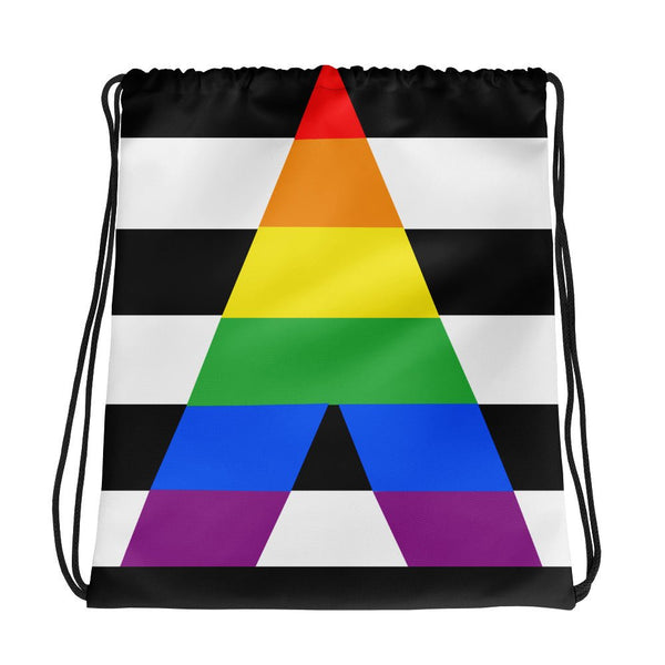 65 MCMLXV LGBT Straight Ally Flag Print Drawstring Bag - 65mcmlxv