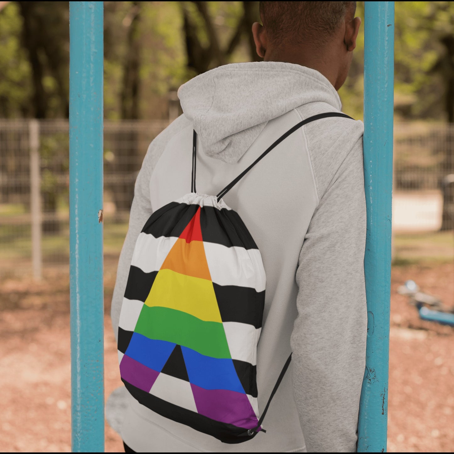 65 MCMLXV LGBT Straight Ally Flag Print Drawstring Bag - 65mcmlxv