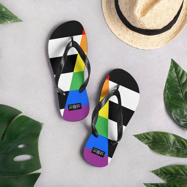 65 MCMLXV LGBT Straight Ally Flag Print Flip - Flops - 65mcmlxv