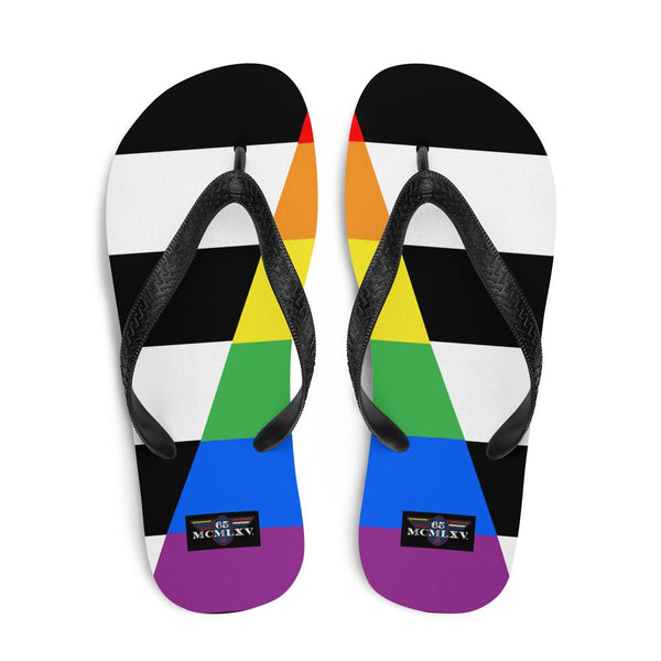 65 MCMLXV LGBT Straight Ally Flag Print Flip - Flops - 65mcmlxv