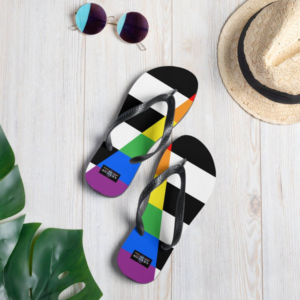 65 MCMLXV LGBT Straight Ally Flag Print Flip - Flops - 65mcmlxv
