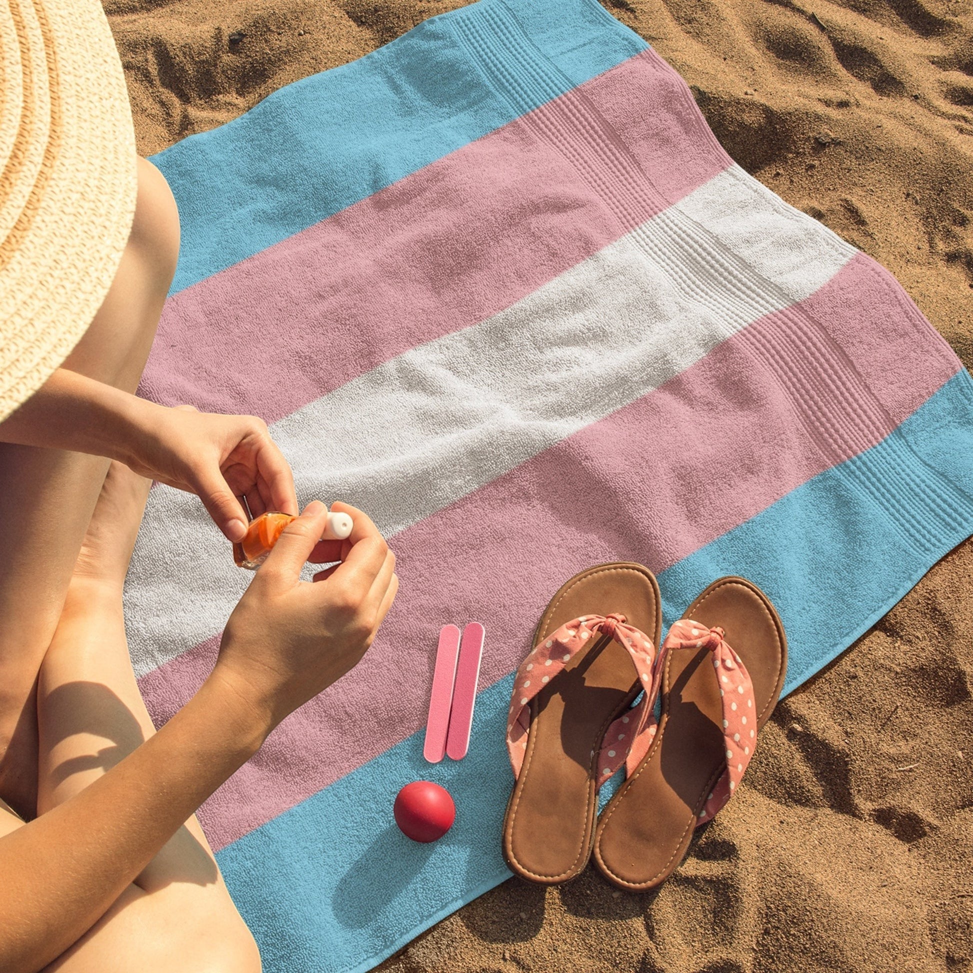 65 MCMLXV LGBT Transgender Pride Flag Print Beach Towel - 65mcmlxv