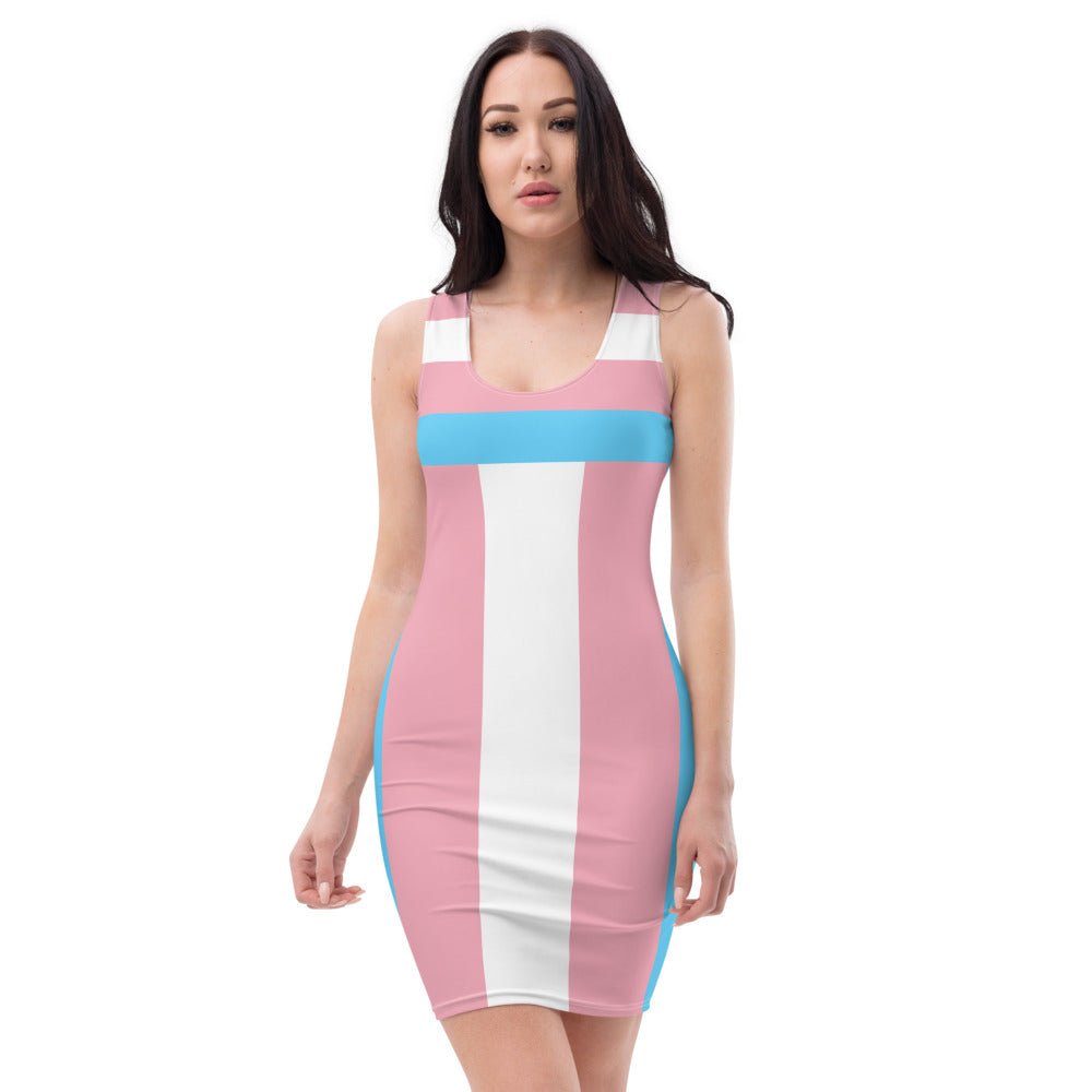65 MCMLXV LGBT Transgender Pride Flag Print Bodycon Dress - 65mcmlxv
