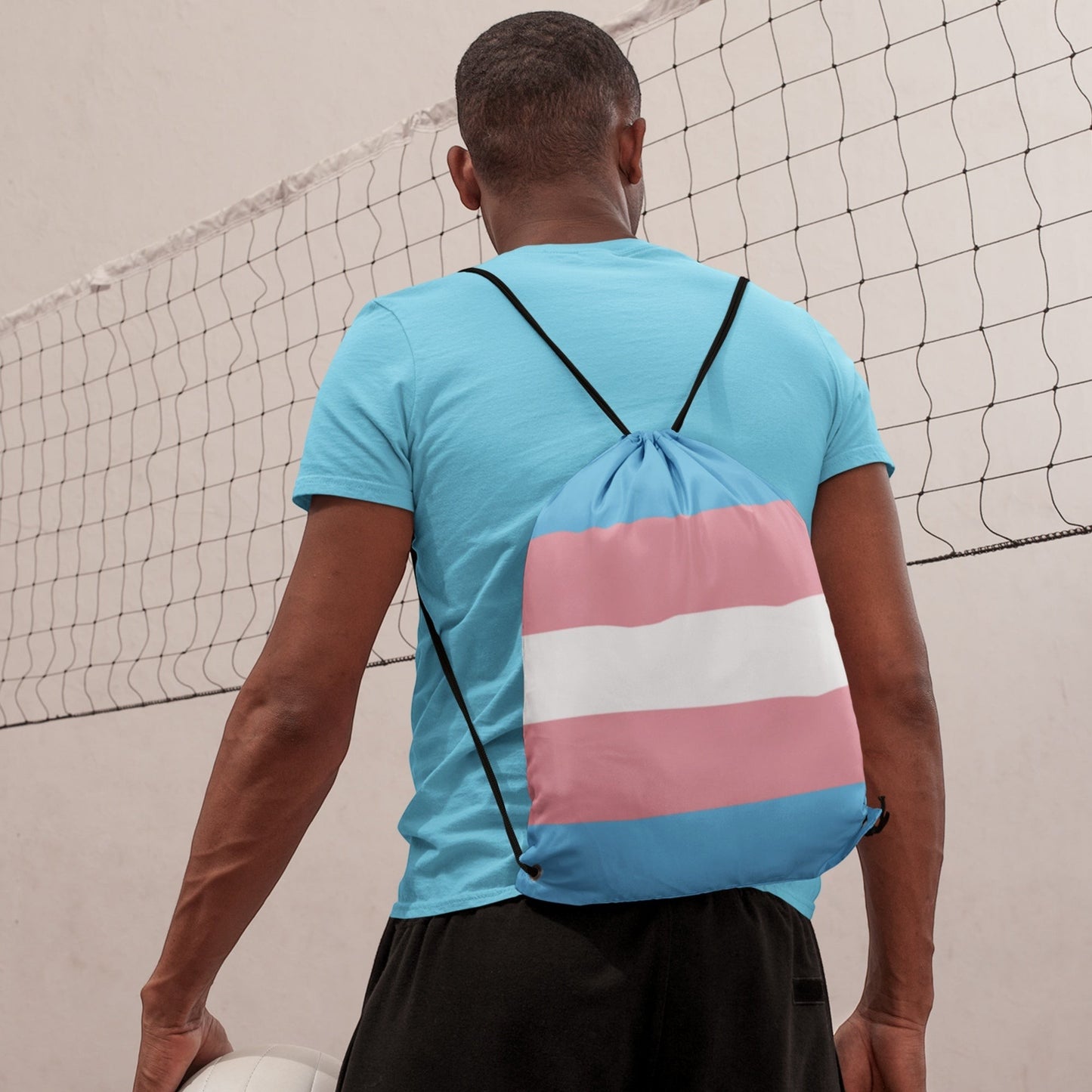 65 MCMLXV LGBT Transgender Pride Flag Print Drawstring Bag - 65mcmlxv