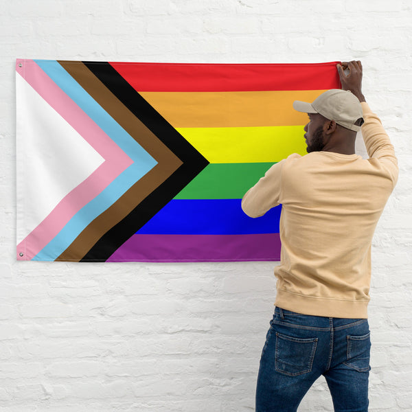 65 MCMLXV LGBTQIA Pride Progress Flag 34.5 x 56 Wall Hanging - 65mcmlxv