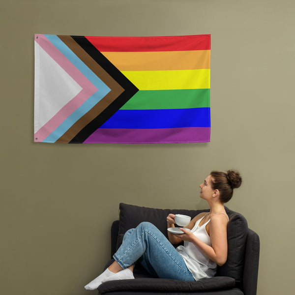 65 MCMLXV LGBTQIA Pride Progress Flag 34.5 x 56 Wall Hanging - 65mcmlxv