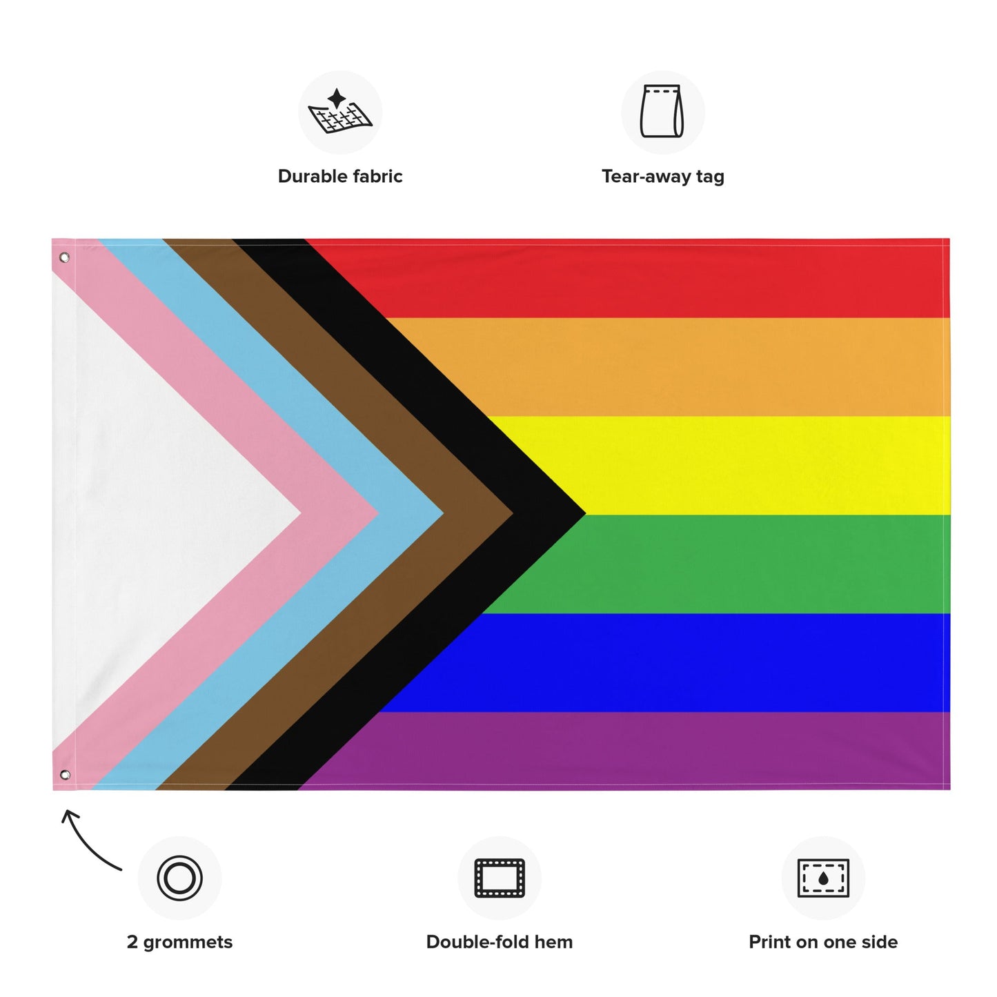 65 MCMLXV LGBTQIA Pride Progress Flag 34.5 x 56 Wall Hanging - 65mcmlxv