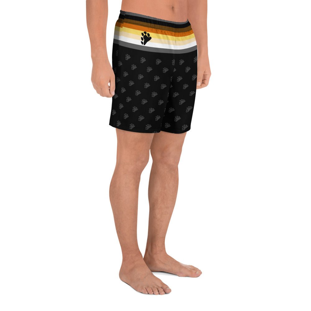 65 MCMLXV Men's LGBT Bear Pride Flag Athletic Long Gym Shorts - 65mcmlxv