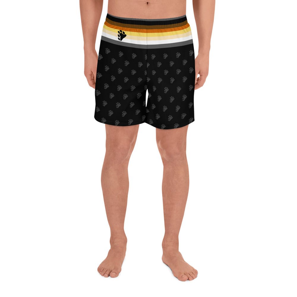 65 MCMLXV Men's LGBT Bear Pride Flag Athletic Long Gym Shorts - 65mcmlxv
