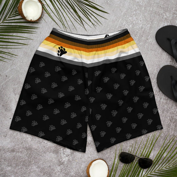65 MCMLXV Men&#39;s LGBT Bear Pride Flag Athletic Long Gym Shorts - 65mcmlxv