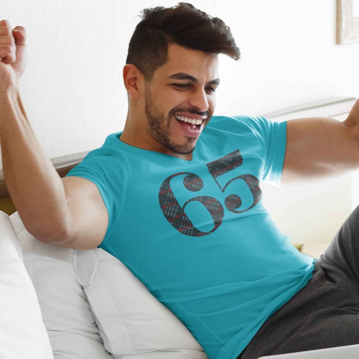 65 MCMLXV Men's 65 Logo Typography Graphic T-Shirt