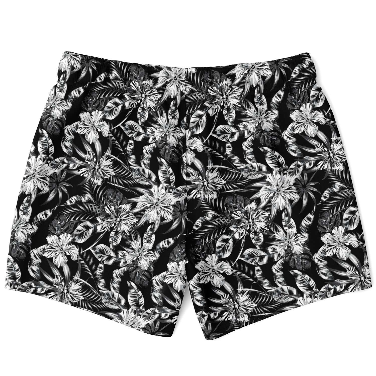 65 MCMLXV Men's Black and White Tropical Print Swim Trunk - 65mcmlxv