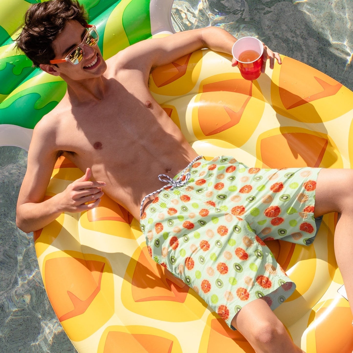 65 MCMLXV Men's Citrus Fruit Toss Print Swim Trunk - 65mcmlxv