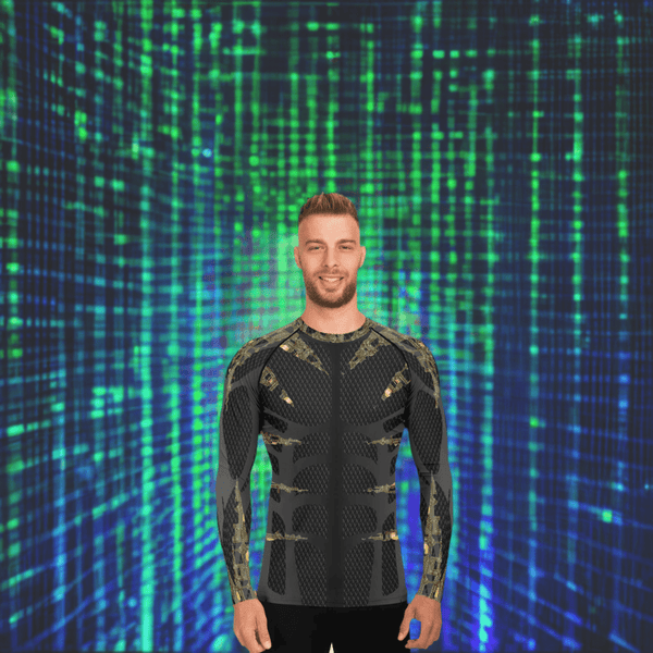 65 MCMLXV Men's Cosplay "Cyberine" Cyber Wolverine Inspired Print Rashguard Top - 65mcmlxv