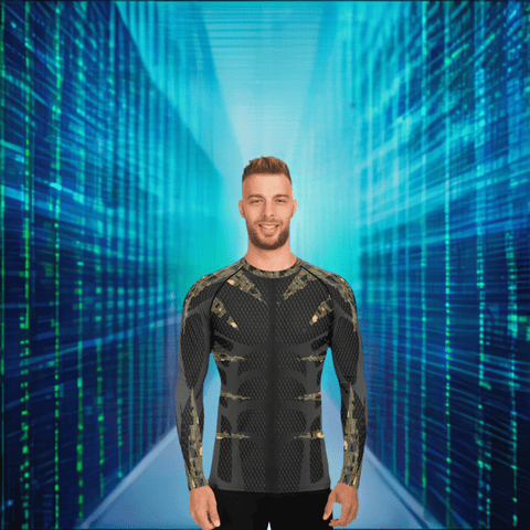 65 MCMLXV Men's Cosplay "Cyberine" Cyber Wolverine Inspired Print Rashguard Top - 65mcmlxv