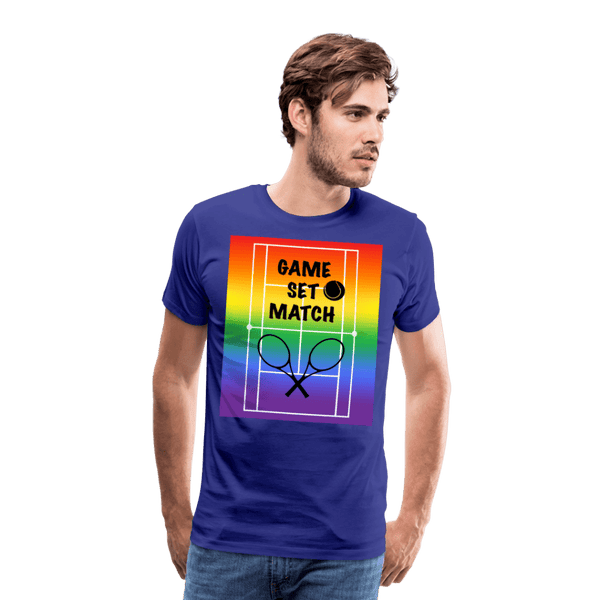 65 MCMLXV Men's Game, Set Match Rainbow Tennis Court Premium Graphic T-Shirt - 65mcmlxv