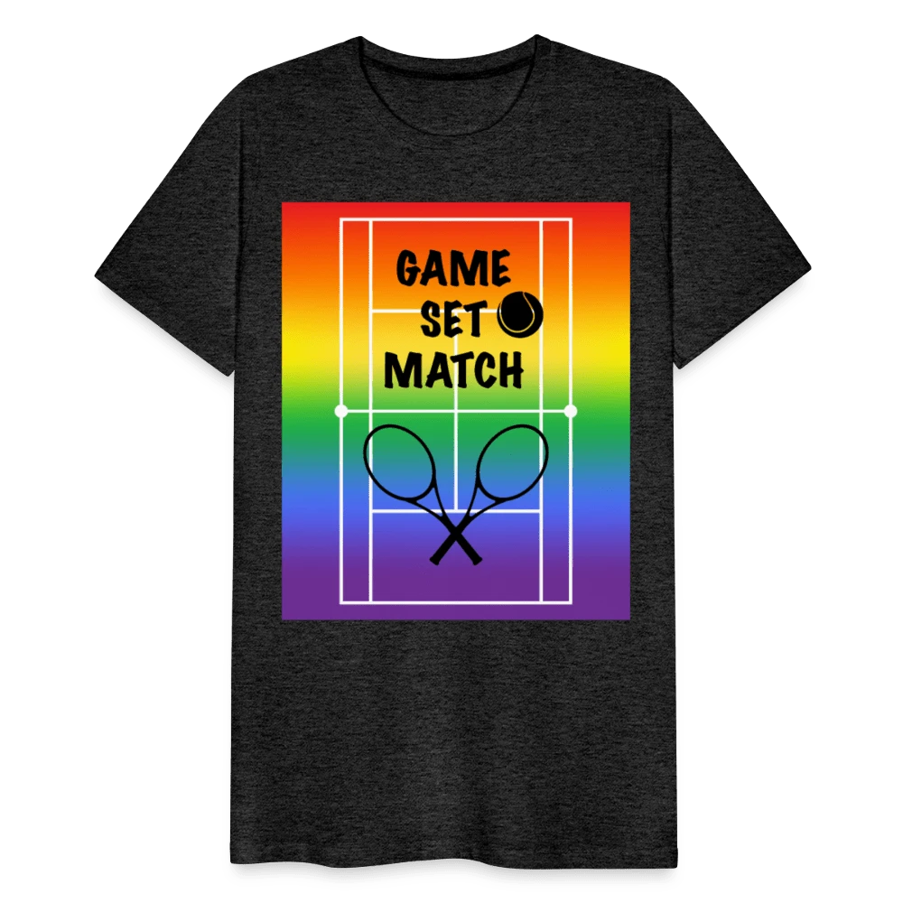 65 MCMLXV Men's Game, Set Match Rainbow Tennis Court Premium Graphic T-Shirt - 65mcmlxv