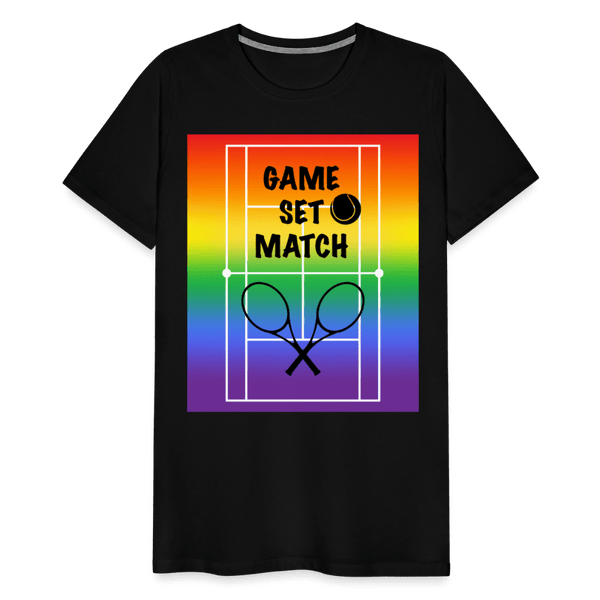 65 MCMLXV Men's Game, Set Match Rainbow Tennis Court Premium Graphic T-Shirt - 65mcmlxv