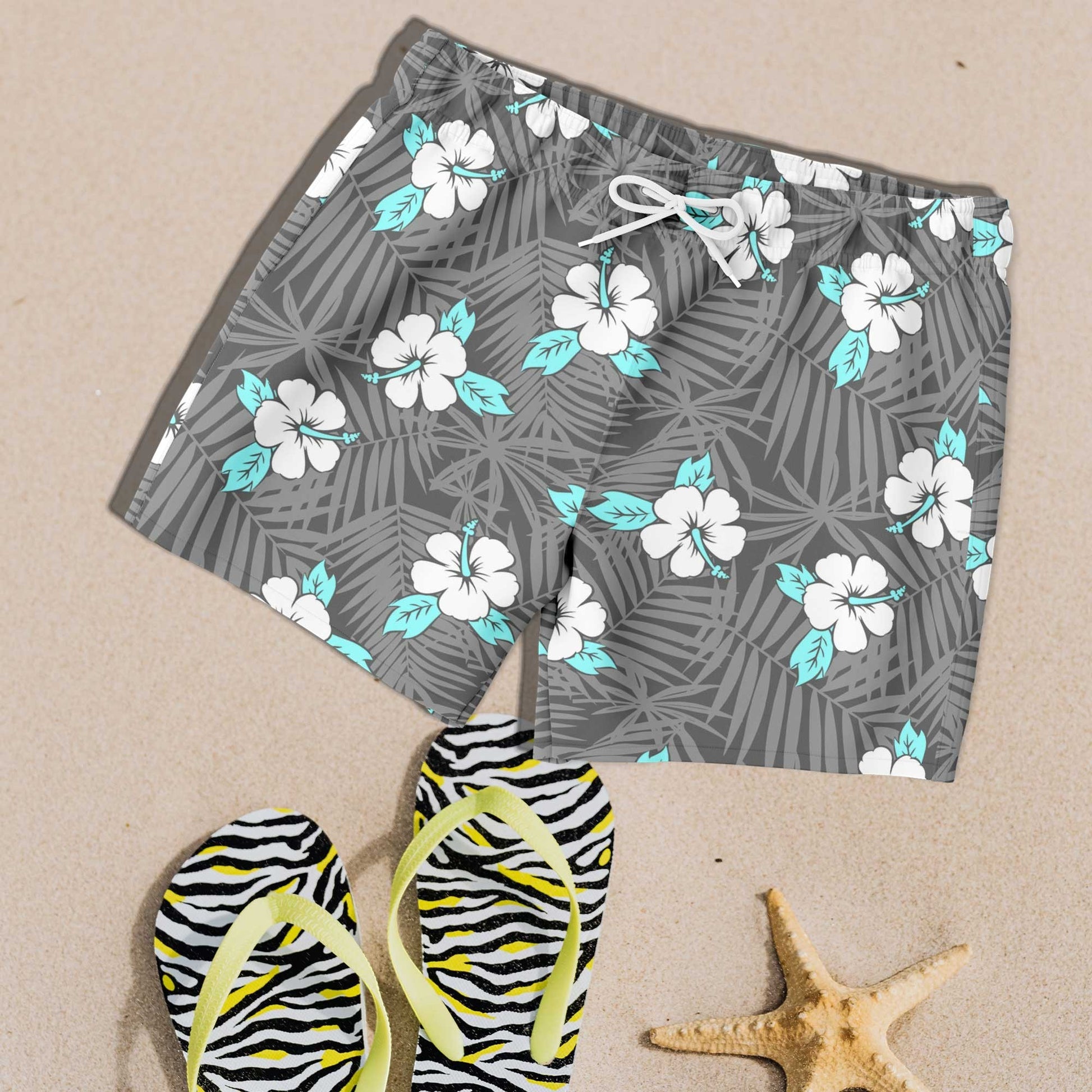 65 MCMLXV Men's Hibiscus Tropical Print Swim Trunk - 65mcmlxv