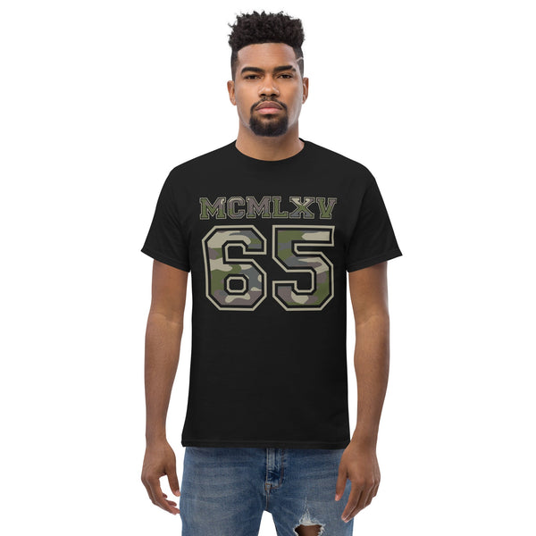 65 MCMLXV Men's Jungle Camouflage Varsity Logo Graphic T-Shirt - 65mcmlxv