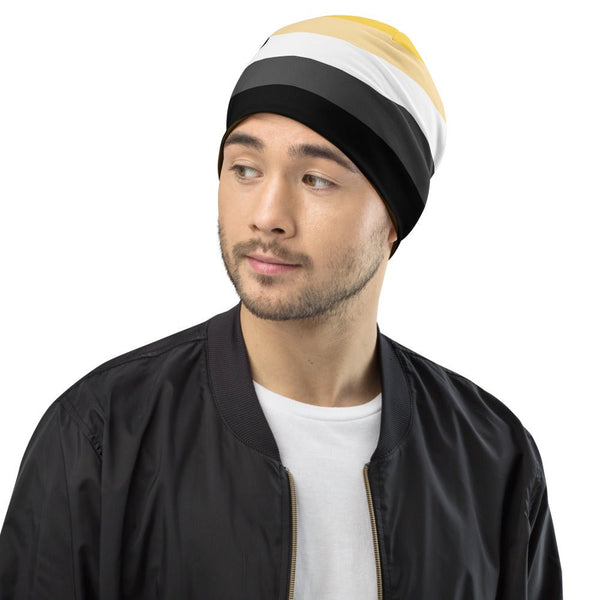 65 MCMLXV Mens LGBT Bear Pride Flag Print Knit Beanie Skullcap - 65mcmlxv