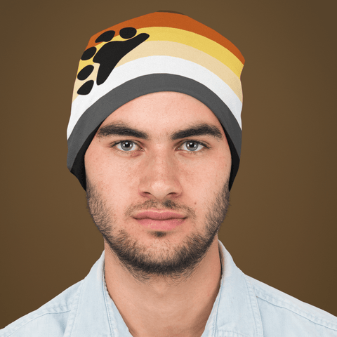 65 MCMLXV Mens LGBT Bear Pride Flag Print Knit Beanie Skullcap - 65mcmlxv