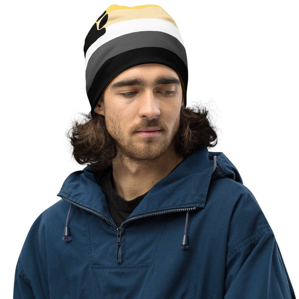 65 MCMLXV Mens LGBT Bear Pride Flag Print Knit Beanie Skullcap - 65mcmlxv