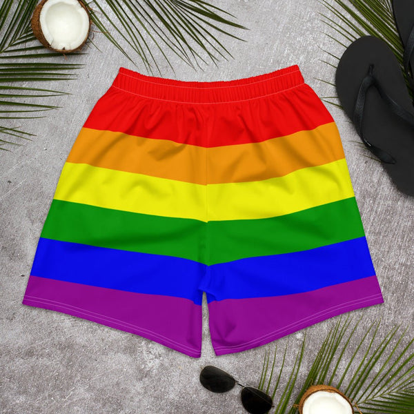 65 MCMLXV Mens LGBT Gay Pride Rainbow Flag Athletic Gym Running Shorts - 65mcmlxv