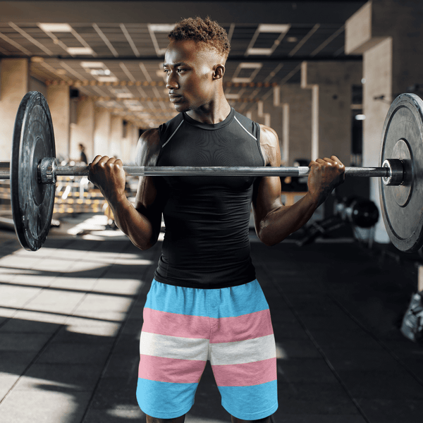 65 MCMLXV Mens LGBT Transgender Pride Flag Print Athletic Shorts - 65mcmlxv
