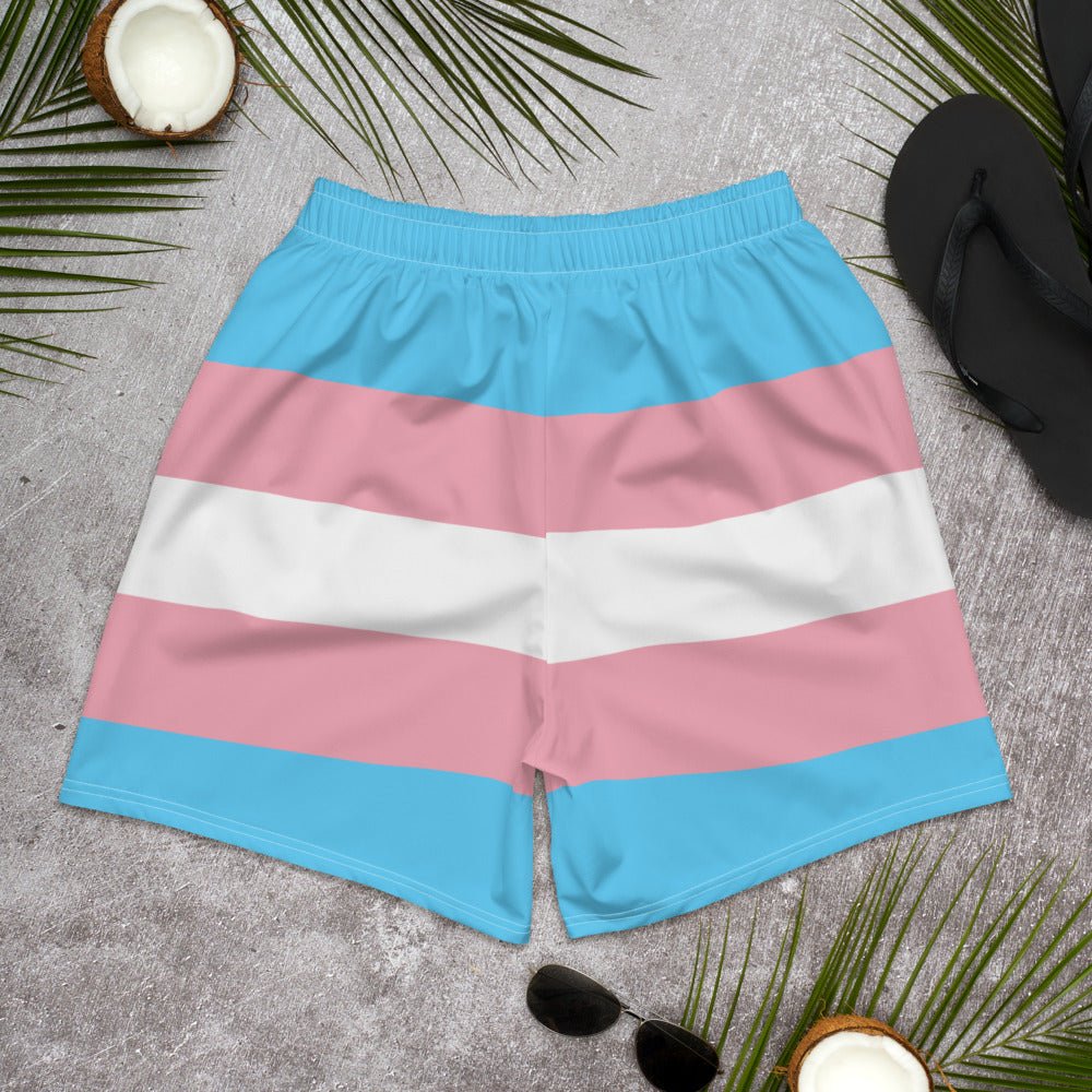 65 MCMLXV Mens LGBT Transgender Pride Flag Print Athletic Shorts - 65mcmlxv