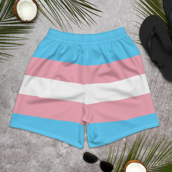 65 MCMLXV Mens LGBT Transgender Pride Flag Print Athletic Shorts - 65mcmlxv
