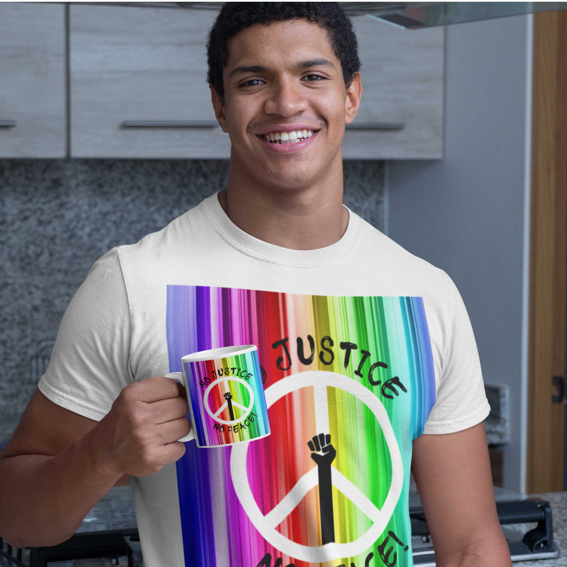 65 MCMLXV Men's No Justice No Peace Premium Graphic T-Shirt - 65mcmlxv
